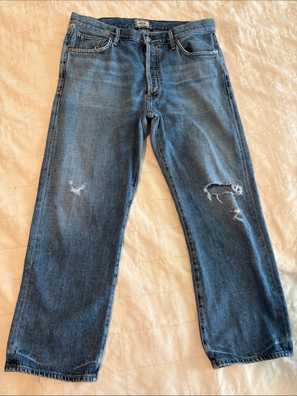 Citizens of Humanity Emery Crop Distressed Blue Jeans